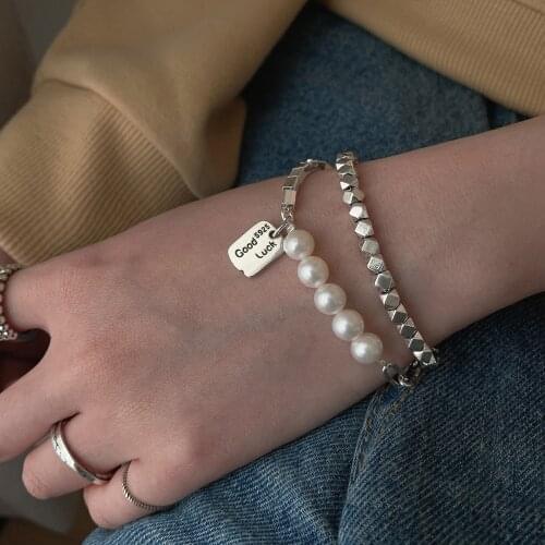 S925 Sterling Silver Plated Lucky Pearl Bracelet Girl Ins Niche Design Cold Style High-grade Light Luxury Exquisite Fashion