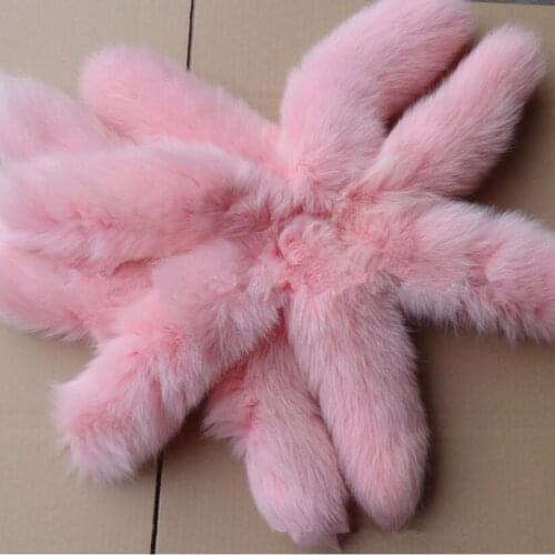Keychain backpack key accessories key ring women real fox tail fur key chain fluffy ring charms pink red color A90