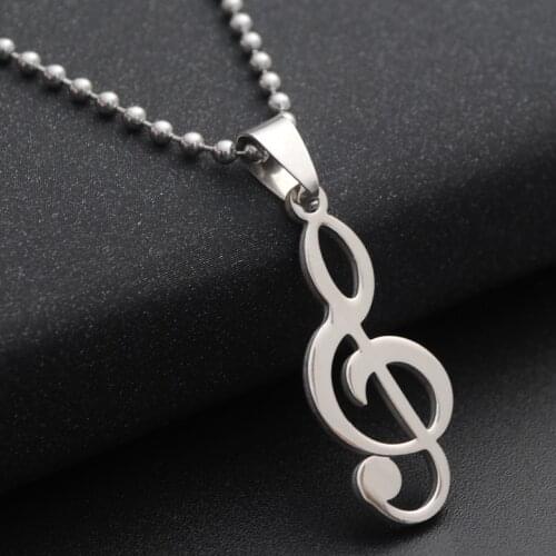 30 Stainless steel Clef Note Music singer Symbol pendant Necklace Logo Musical Emblem Talisman Charm Notation Sign jewelry