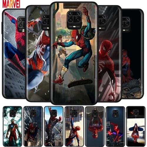 Cool Hero SpiderMan Art Soft TPU Cover For Xiaomi Redmi Note10 10S 9T 9S 9 8T 8 7 6 5A 5 4 4X Prime Pro Max Black Phone Case