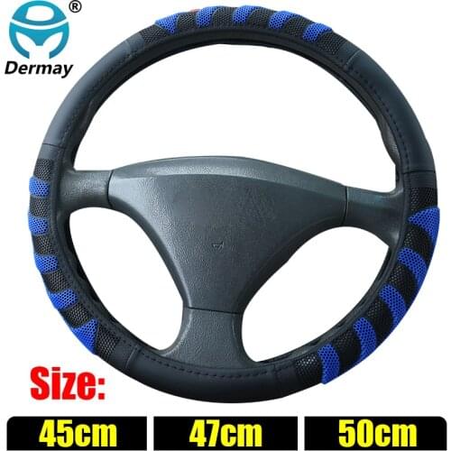 Large Size 45cm 47cm 50cm Blue Steering Wheel Cover faux Leather Massage Design for Car SUV Bus Truck Scania Boat Steering Wheel
