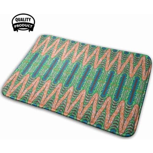 Chrysler Building - Orange & Green Soft House Family Anti-Slip Mat Rug Carpet Art Pop Art Afrodeco Afro Afrocentric Ankara