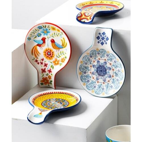 European tableware spoon-shaped snack dish creative dessert plate soup spoon holder irregular salad dish Flowers tray CL90714