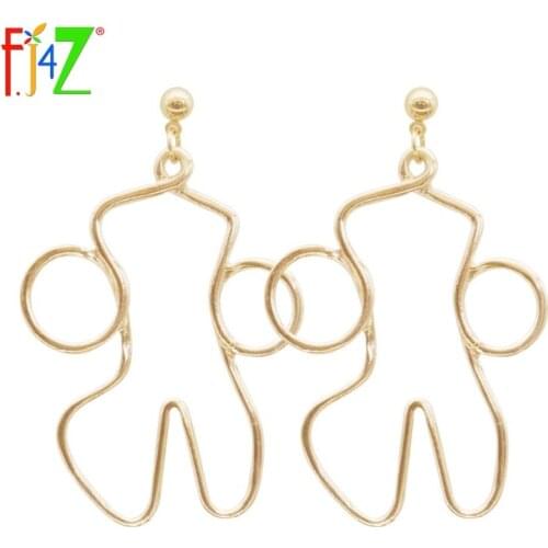 F.J4Z New Designer Earrings Big Hollow Noval Metal Abstract Brand Women Drop Earrings for Party Bijoux