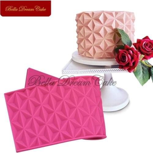Geometric Gems Origami Silicone Mold Chocolate Buttercream Lace Mat Fondant Cake Border Moulds Cake Decorating Tools Bakeware