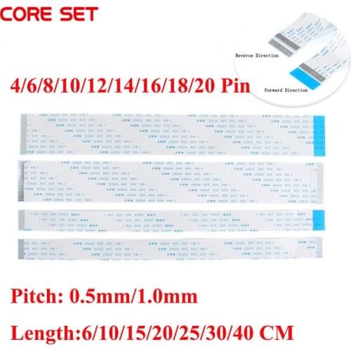 10PCS FPC FFC Ribbon Flexible Flat Cable 4/6/8/10/12/14/16/18/20 Pin Pitch 0.5MM 1.0MM A-Type Wire Length 6/10/15/20/25/30/40 CM
