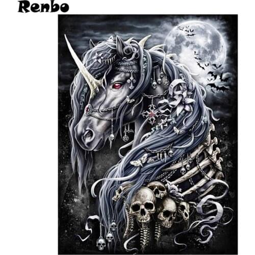 Skeleton Art 5D Diy Diamond Painting black Unicorns Full Diamond Embroidery sale Cross Stitch Rhinestone mosaic stickers puzzle