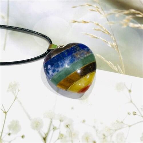 Beautiful quartz seven chakra heart shaped pendant crystal stone for gifts