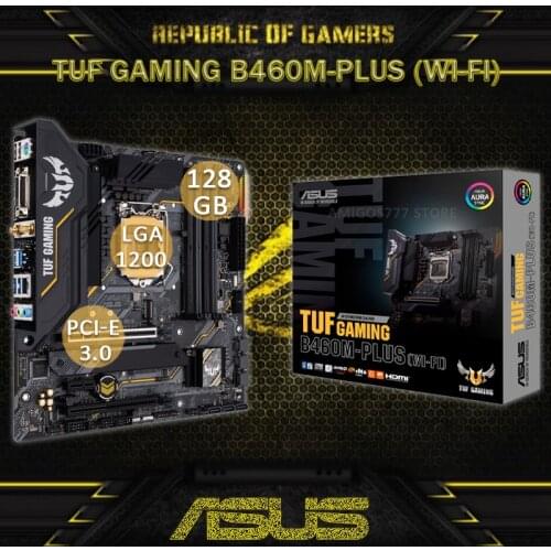 LGA 1200 Asus TUF GAMING B460M-PLUS (WI-FI) Motherboard DDR4 128GB M.2 SSD DVI Bluetooth 5.1 Overlocking B460 Placa-Mãe 1200 New