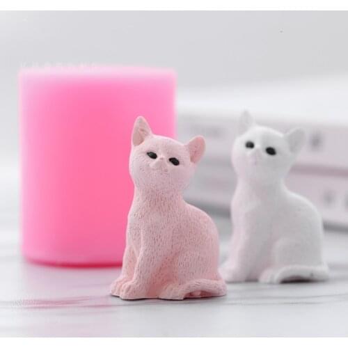 Cute Cat Silicone Mold 3D Craft Soap Resin Clay Molds Candy Chocolate Gumpaste Mould Cake Decorating Tools
