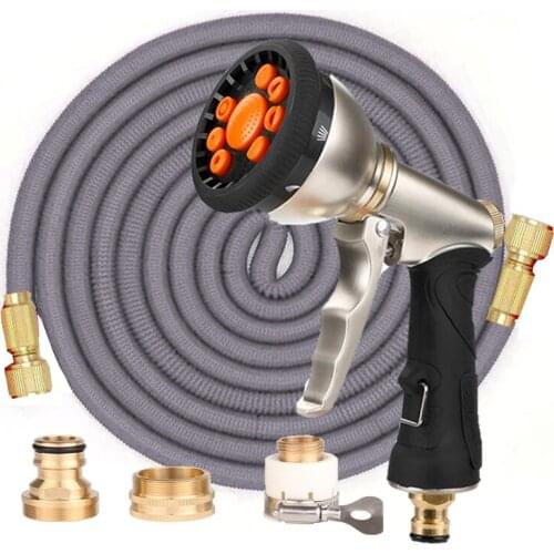 Multifunctional water hose garden hose | Retractable Magic Rubber Hose EU High Pressure Car Wash Hose and Metal Spray Gun
