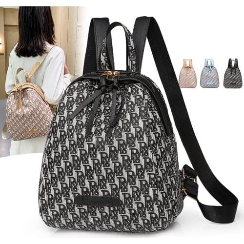 Fashion Womens Backpack Luxury letter Pattern High Quality Breathable Oxford Soft Light Large Capacity Leisure Travel Bag