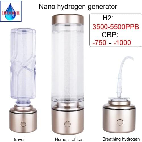 Nanometre High Hydrogen Water Generator Super Antioxidants Alkaline Electrolysis Ionizer Pure H2 Rechargeable IHOOOH Drink Cup