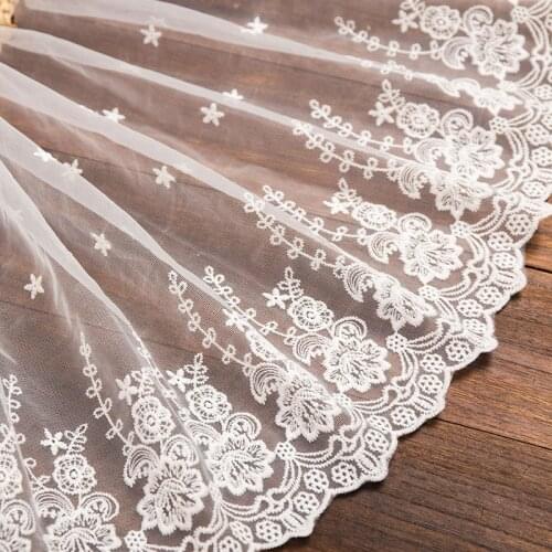 New Lace Fabric White Flower Embroidery Lace Trim Curtain Clothes Tailor Embroidery DIY Decorative Sewing Accessories Fabric