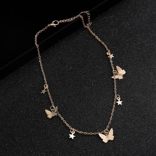 New Summer Butterfly Pendant Star Necklace for Women Trendy Jewelry Accessories