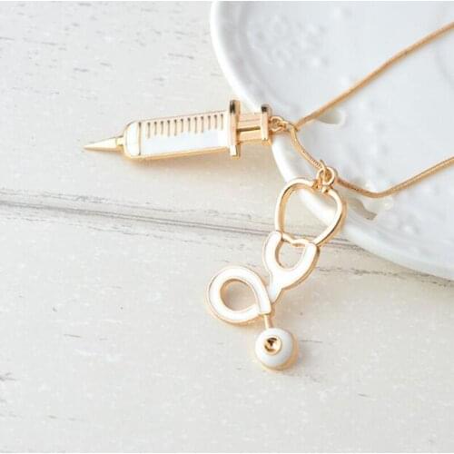 Timlee N044 Popular Personality Drip Oil Stethoscope Alloy Necklaces,Fashion Jewelry wholesale
