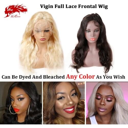 Ali Queen Hair Full Lace Human Hair Wigs 10-26 inches 150% Density Virgin Brazilian Body Wave Natural Color/Blonde Wig