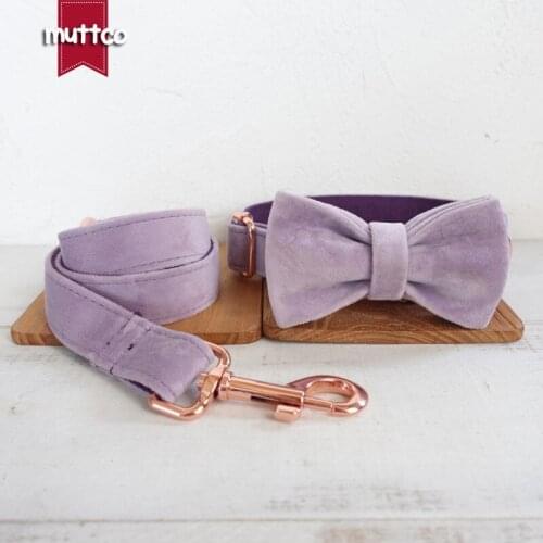 MUTTCO personalized pet collar THE VIOLET self-design adjustable puppy cat nameplate ID Collars with bow tie 5 sizes UDC082M
