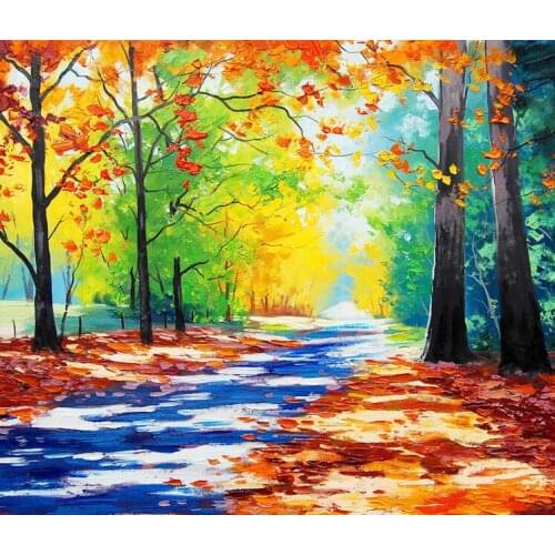 Landscape oil painting Road cross stitch Oil painting girl 11/ 14ct /16/28/27CT cloth cotton thread embroidery DIY handmade