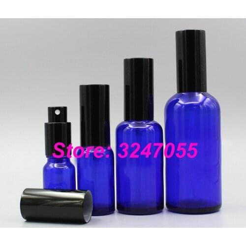 Portable Empty Blue Glass Cosmetic Toner Spray Bottle, Fine Mist Spray Perfume Bottle,5ml10ml15ml20ml30ml50ml100ml Essence Vials