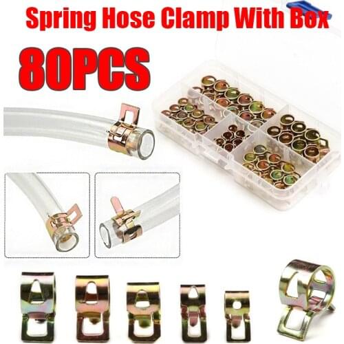 80PCS Zinc Plated Spring Hose Pipe Clamp Air Clip 5/6/7/8/9mm Silicone Vacuum Low Pressure