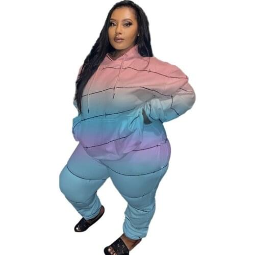 Pullover Stripe Printed Tracksuit Hoodies Sweatshirt Pencil Pants Fashion Jogger Outfit Autumn Clothes Women Trendy Dropshipping