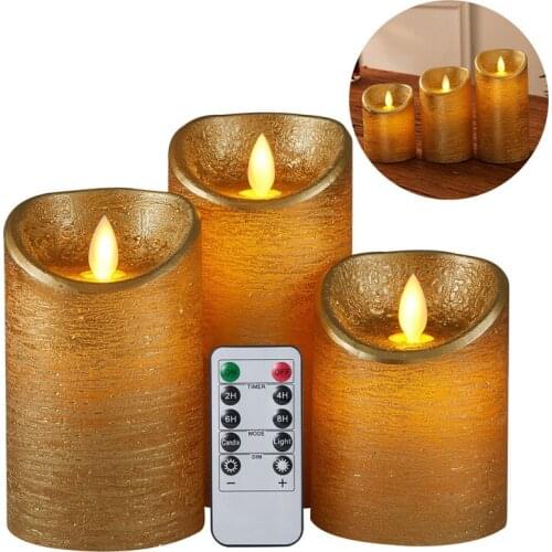 Remote Control 3pcs/lot LED Candles Flickering Prayer Candle Sway Tea Light Elegant Gold Silver Candle Lamp Christmas Wedding