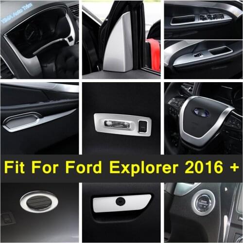 Multimedia Button Knob / Inner Door Armrest Handle / Gear Shift Box Decoration Frame Cover Trim For Ford Explorer 2016 - 2018