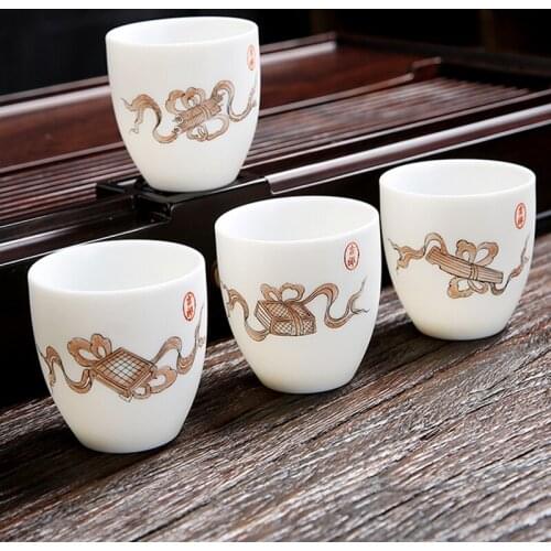 Hand painted Chinese Ceramic Tea Cup In Classical Art Style 1200 Degrees Celsius High Temperature Kiln Fired Mutton Fat Jade tea