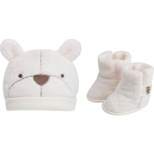 Animal Bear Photography Newborn Baby Hat and Socks Clothing Set Infant Costume Winter Shoes Warm Soft Plush Cap Plush Boots 0-3M