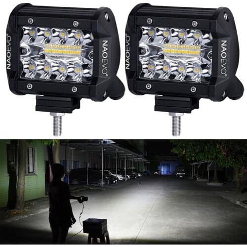 NAOEVO 4 Inch LED Light Bar 144W 12000LM 12V 24V 4x4 Work Driving Fog Off Road Lights Combo Beam for Niva Truck ATV Accessories