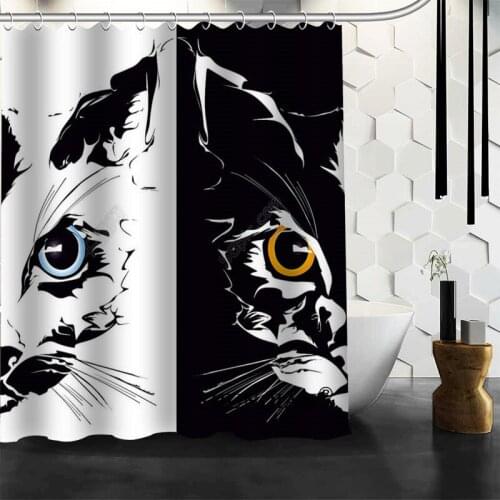New Custom Funy Cat Shower Curtains Polyester Bathroom Waterproof Bath Curtain Size 150X180cm165X200cm180X200cm