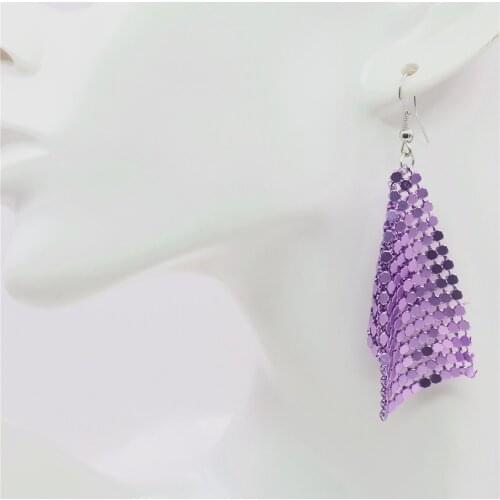 Fashion Style Violet Square Irregular Pendants Long Tassels Earrings European American National Style Women Christmas Gift M364
