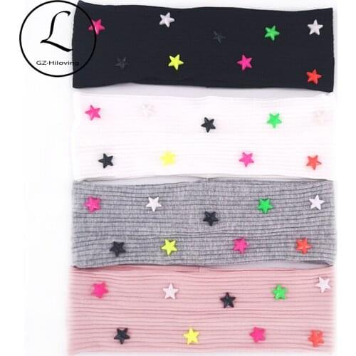 GZhilovingL Woman Colorful Star Ribbed Headbands HairBands Summer Thin Elastic Headwear Hair Accessories Ladies Girls Head Wraps