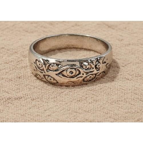 Cxwind Vintage Eye Carved Antique Silver Color Ring for Women Finger Geometric Bohemia Punk Hip Hop Ring Jewelry