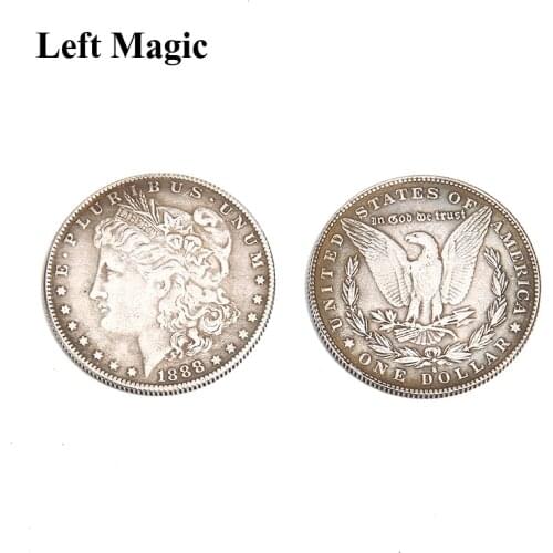 1 Pcs New 1888 Steel Morgan Dollar Magic Tricks Can Be Sucked ( 3.8cm Dia) Coins Props Appearing/Disappearing Accessories