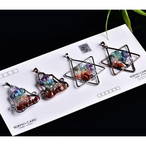 1PC fashion seven chakras crystal gemstone pendant natural crystal magic repair healing crystal can be used for party DIY gifts