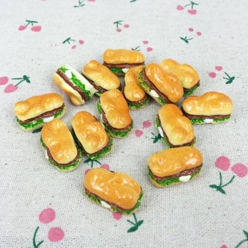 10Pcs Flat Back Resin Cabochon Kawaii Miniature Bread Fake Food DIY Flatback Decorative Craft Scrapbooking Accessories 15*23mm