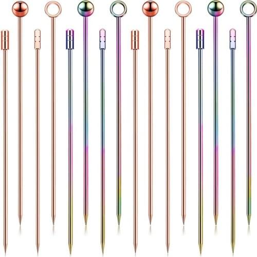 16 Pieces Cocktail Picks Fruits Toothpicks Stainless Steel Appetizer Metal Toothpicks for Sandwiches, Barbeque Snacks, Cocktail