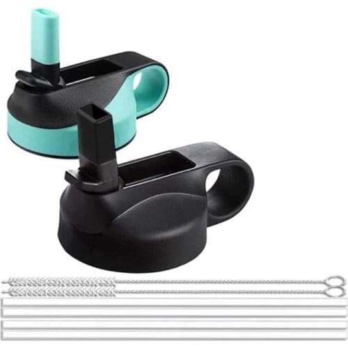 2 Pcs Wide Mouth Straw Lid Water Bottle Straw Lid with Straws and Brush for Hydro Flask and Most Sports Water Bottle