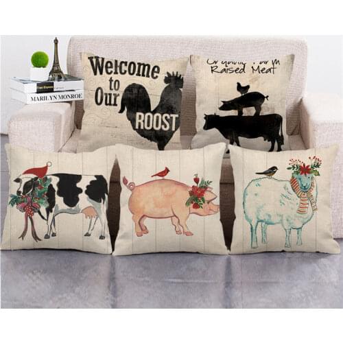 45cm*45cm farm fresh animals cow and pig designs Linen/Cotton Throw Pillow Covers Cushion Cover home Decor Pillowcase