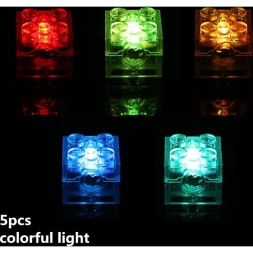 5pcs 2x2 dot LED Light Up Colorful Accessories Classic Brick Education Light-Emitting Compatible All Brands Building Blocks Kid