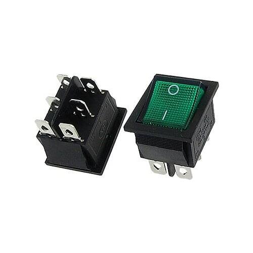 5 Pcs X Green Light Lamp ON-On 2 Position DPDT Panel Boat Rocker Switch 6 Pin