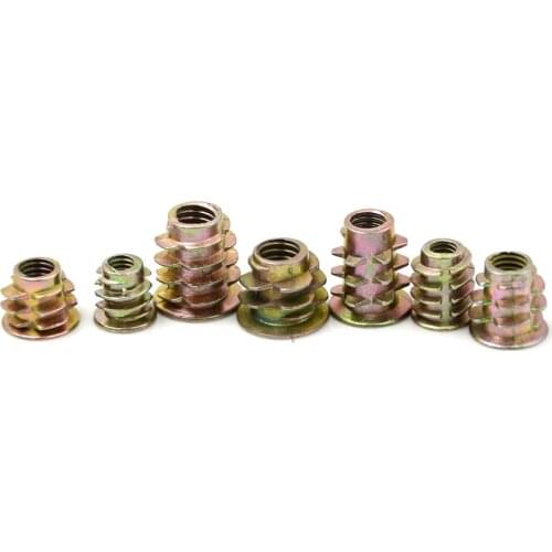 50pcs New M4*8/10/M5*10/8/13/M6*10/13 Zinc Alloy Furniture Hex socket Drive Head Nut Threaded for Wood Insert Nuts