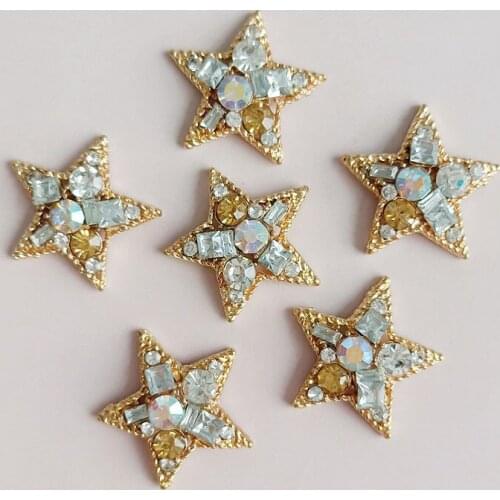 6pcs/lot Color Alloy Star Diamond Decoration Rhinestone Buttons Flatback for Accessories Diy Bridal Hair Accessories Jewelry