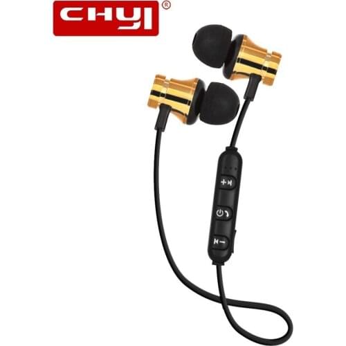 CHYI Magnetic 4.2 Bluetooth Earphones Wireless Connection Built-in Mic Stereo Earbuds With Charging Cable For Phone Tablet