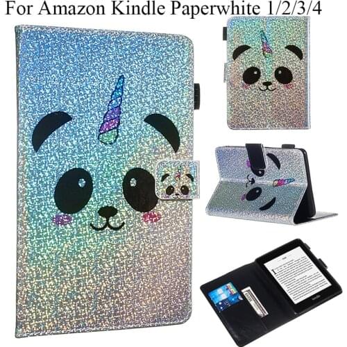 Glitter Effect PU Leather Case For Amazon Kindle Paperwhite 1 2 3 4 Luxury Flip Stand Cover For Kindle Paperwhite 2018