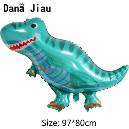 Dana Jiau NEW blue dinosaur Foil Balloon 10th years old boy Birthday party decoration Kids Toy Inflate helium Ballon Childrens Day animal zoo theme balls High-quality wholesale