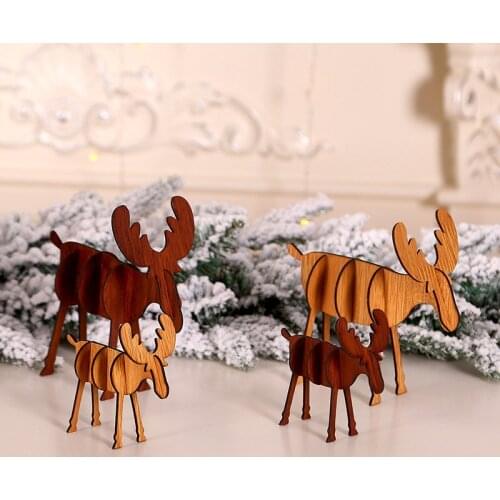 Wood Deer Ornaments Diy Standing Christmas Wood Reindeer Wood Christmas Elk Wooden Display Window Shop ChildrenS Gift Pendant