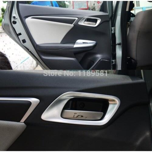 For Honda Fit Jazz 2014 2015 2016 ABS Chrome Inside Interior Door Handle Cover Trim